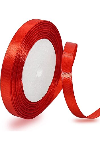 EYM Red Satin Ribbon, 12mm x 25yd Double Faced Polyester Ribbon