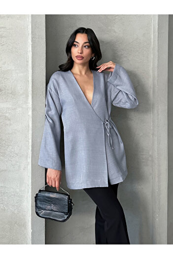 MD trend Women's V-Neck Tie-Up Kimono