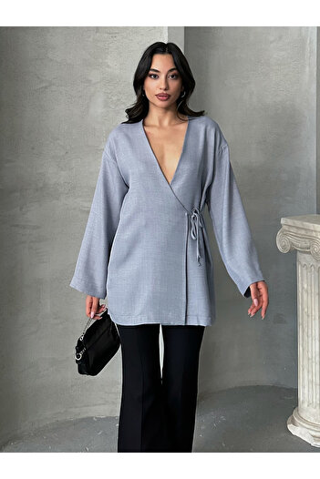 MD trend Women's V-Neck Tie-Up Kimono