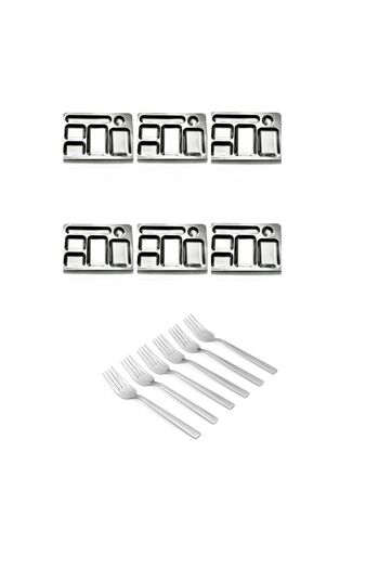 Becenhouse 12 Piece Steel Breakfast Picnic Tabildot Set (6 Pieces). Dessert Fork 6 Pcs. Mini Table D'Hôte 28*19 cm)