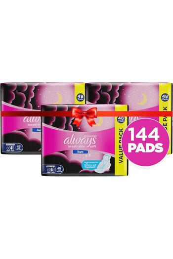Always Breathable Soft Maxi Thick, Night Sanitary Pads With Wings, 144 Pads