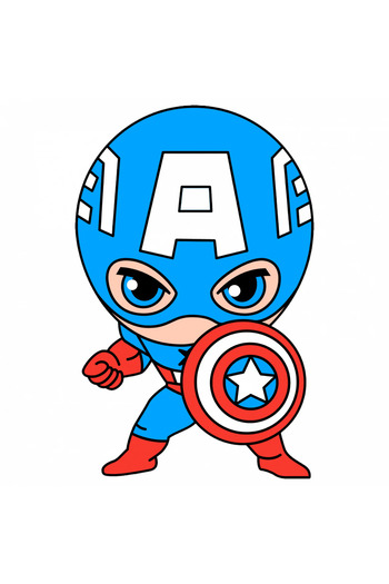 INOVATIX Set of 8 pieces, Sticker Chibi Captain America, INOVATIX®. 6 cm