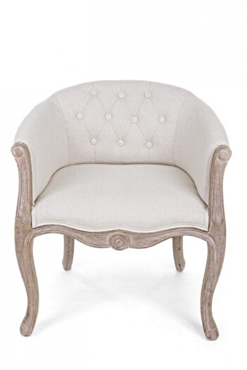 Bizzotto Cream Textile Upholstered Armchair Diva 60x60x70 cm