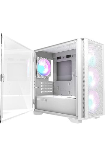MONTECH Air 100 ARGB - Micro ATX Tower Case - Curved Glass Side Panel - No Power Supply - White - US
