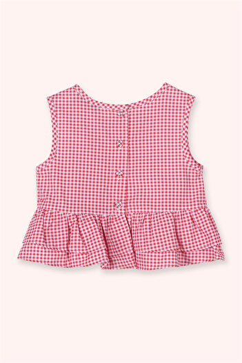 Panço Kız Bebek Fırfır Detaylı Nar Bluz