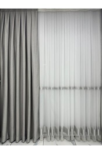 Erdoğanlar Koza Fish Backless Gray Background Curtain 1/2.5 Medium Pleated Background Curtain