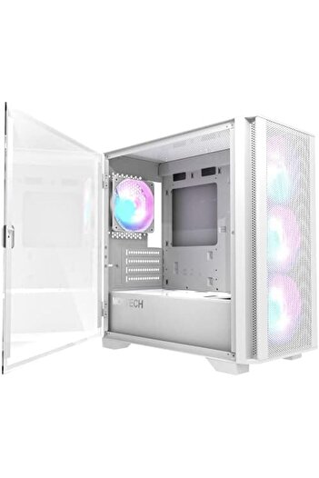 MONTECH Air 100 ARGB - Micro ATX Tower Case - Curved Glass Side Panel - No Power Supply - White - US