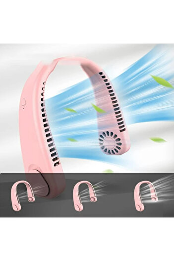 zola Portable neck fan, cordless, flexible, 3 speeds, rechargeable, 20.35X18.45x5.73 cm, pink