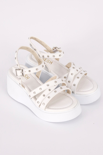 Mamito Ayakkabı Dl 21 Metal Detailed Wedge Sole Sandals