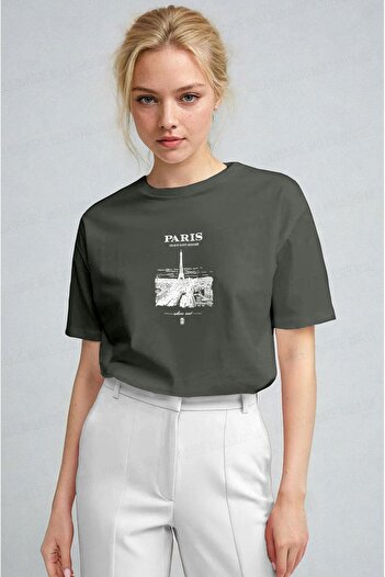 Millionaire Women's Khaki Paris Regular Fit Regular Fit T-Shirt