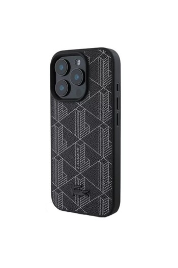 Lacoste LACOSTE Black Leather Case for iPhone 16 Pro Max - Original Design with MagSafe Support by CG Mobile