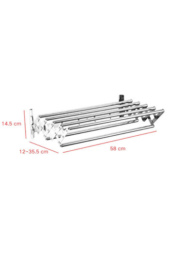 Herum Foldable metal towel rack, for towels, hangers, Grey, 58 x 12-35.5 x 14.5 cm