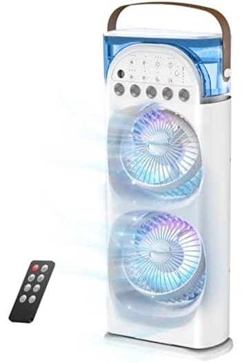Generic Portable Air Conditioners Rechargeable Rotating, Double Head Cooling Fan with Remote, Air Cooler wit