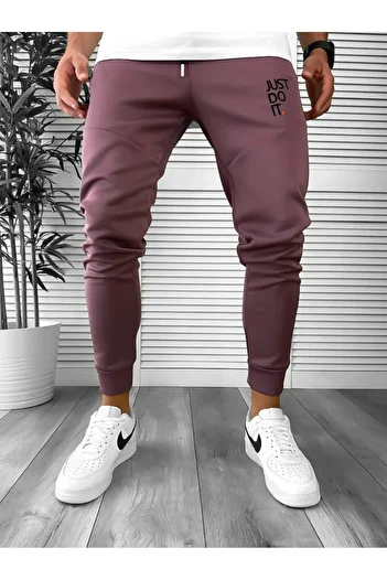 dehaine Men's Sweatpants, Slim Fit, Just, 12616, Brown