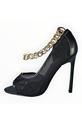 ASOS ASOS D'Orsay High Heels Mesh Black Faux Leather - Size 37 EU