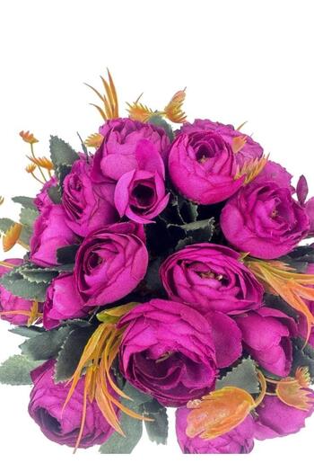 Nettenevime Yapay Çiçek Krem Antik Saksıda Mor Erengül 23cm