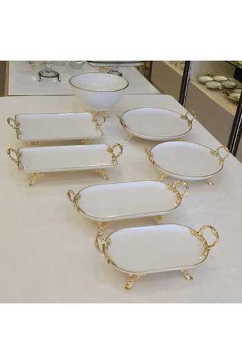 AlyaHomeAksesuar 7 Piece Porcelain Service Set Gold