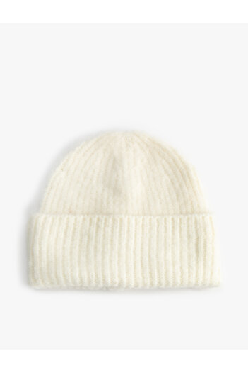 Koton Knitted Beanie Soft Textured Fold Detailed