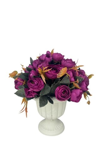 Nettenevime Artificial Flower Cream Purple Erengül in Antique Pot 23cm