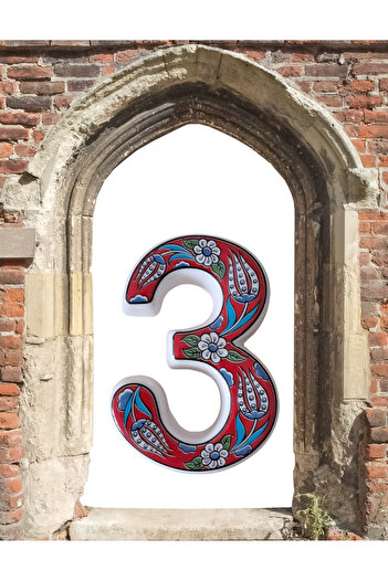 Artiser Ceramic Door Number, 3 Figures, Red 3, Blue 3, Yellow 3, Navy 3, Green 3, Orange 3