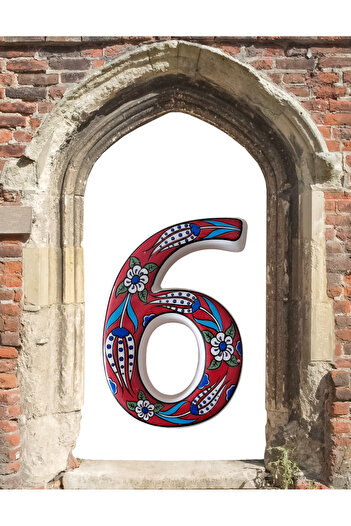 Artiser Ceramic Door Number, 6 Figure, Red 6, Blue 6, Yellow 6, Navy Blue 6, Green 6, Orange 6