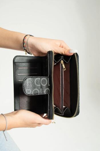 çantamgelsin Black Women's Wallet with Coin and Card Compartments