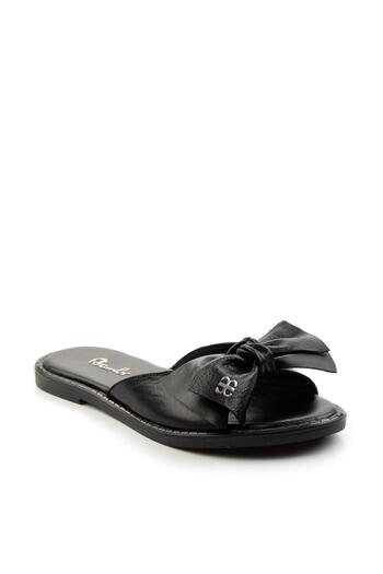 Bambi Black Leather Women's Slippers K04507101803