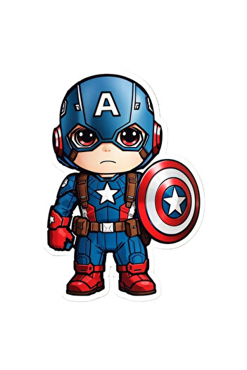 INOVATIX Set of 8 pieces, Captain America boy with shield sticker, INOVATIX®. 6 cm