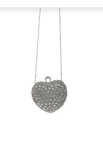 eflanmoda Heart Model Crystal Stone Wedding Engagement Invitation Special Occasion Evening Dress Bag