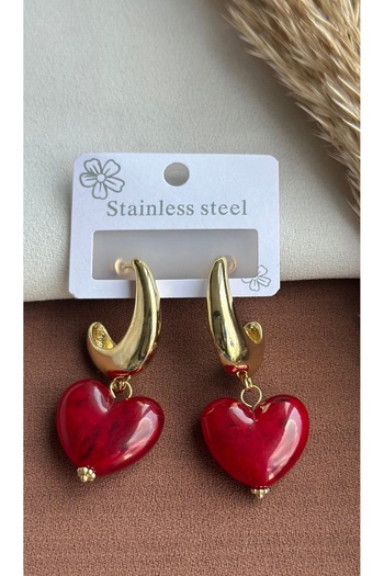 NFS BUTİK Colorful Heart 316L Stainless-Tarnish Steel Earrings