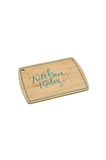 Generic Bien Servi Durable High Quality Bamboo Rectangular Cutting Board Brown and Teal Green H-2049L-UV8