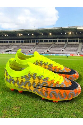 stilfest Yellow Orange Patterned Lace-Up Unisex Football Shoes Sneakers