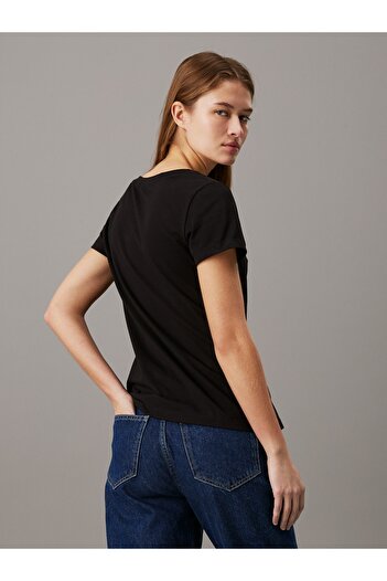 Calvin Klein Calvin Klein Women Black Embroidery Stretch Short Sleeve T-Shirt