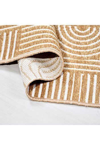 Halımax Crea Halı Rana 6113S Sarı Yazlık Halı Kaydırmaz Taban Renkli Yıkanabilir Dokuma Kilim