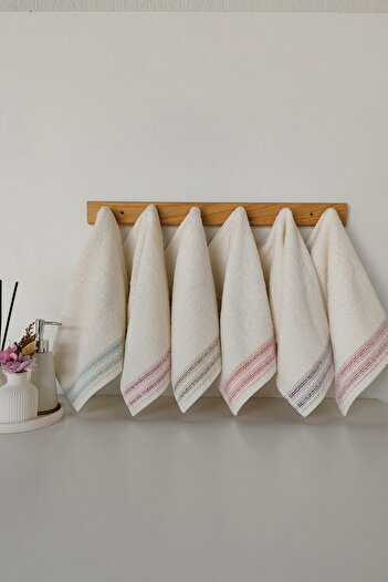 Sevim Set of 6 Kitchen Towels - 100% Cotton Colorful Striped Kitchen Towels