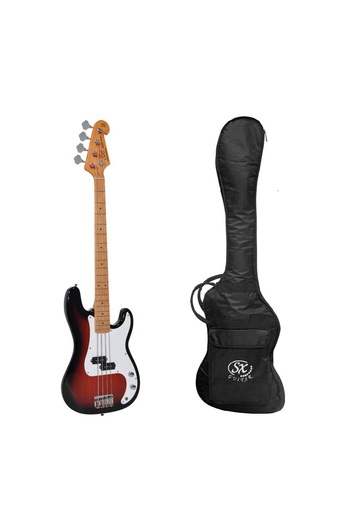 SX SPB572TS Sunburst electric bass guitar, gig bag
