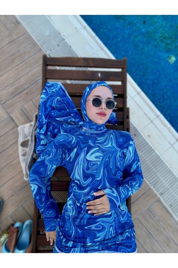QYMOS PRIVE Comfortable and Patterned Tightness Swimsuit with Sunshielding, Breathable, Eyelet, No Show Lycra