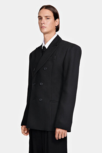 LOUIS GABRIEL NOUCHI DOUBLE BREASTED JACKET - LOUIS GABRIEL NOUCHI - BLACK, S