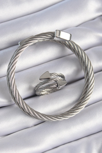 Toptan Bulurum 316L Steel Silver Color Spiral Model Men's Bracelet Ring Combination