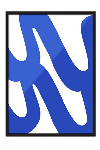Postifull Black Framed Painting, Text, Minimalist, Flat Illustration, Blue, White Color Poster, 2025 Summer Selection