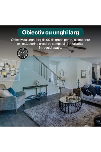 Spionescu Cameră spion în ceas de perete, C8, Full HD, Wi-Fi, detectare mișcare, înregistrare 24/7, unghi larg de 90°