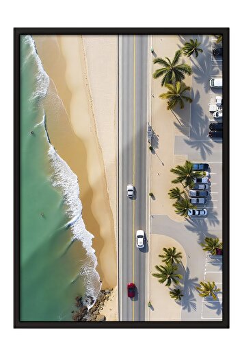 Postifull Black Framed Poster, Seaside, Photo, Green Color Poster, 2025 Summer Selection, No:109584