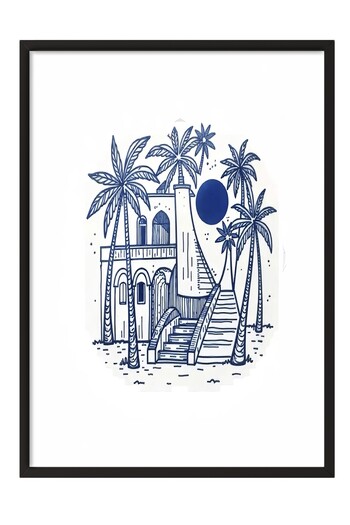 Postifull Black Framed Poster, Pulcherrimi, Illustration, Blue Color Poster, 2025 Summer Selection, No:109566