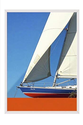 Postifull White Framed Poster, Sailboats, Photo, Blue Color Poster, Summer Selection 2025, No:109633