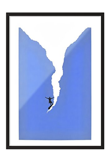 Postifull Black Framed Poster Painting, Brave Surfer, Illustration, Blue Color Poster, 2025 Summer Selection, No:109