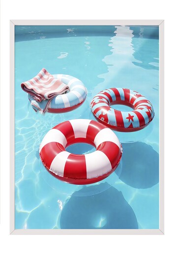 Postifull White Framed Poster, Sea Ring, Photo, Red Color Poster, 2025 Summer Selection, No:109646