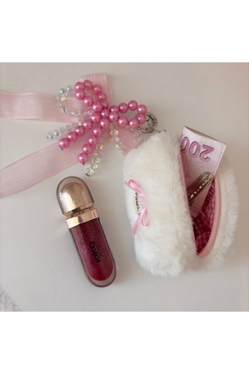 PİNKUE Pinkue Crystal Charm & Fur Airpods/Wallet Set