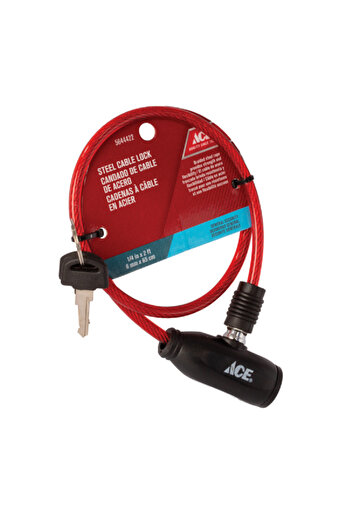 ACE Bicycle Cable Lock Red and Black 6mm x 65cm