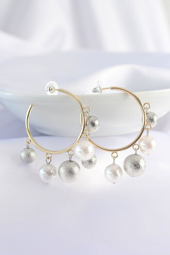 Toptan Bulurum Brass Silver Color Heel Model Gold Color Hoop Earrings
