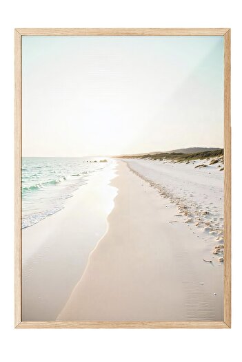 Postifull Wooden Framed Painting, Beach Landscape, Photo, Blue Color Poster, 2025 Summer Selection, No:109745